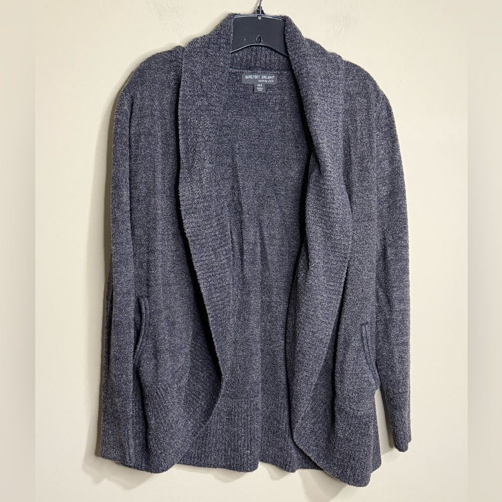 Barefoot Dreams CozyChic Lite Cardigan Charcoal Gray Open Front XS/S